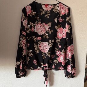 Guess Black and Pink Floral Blouse